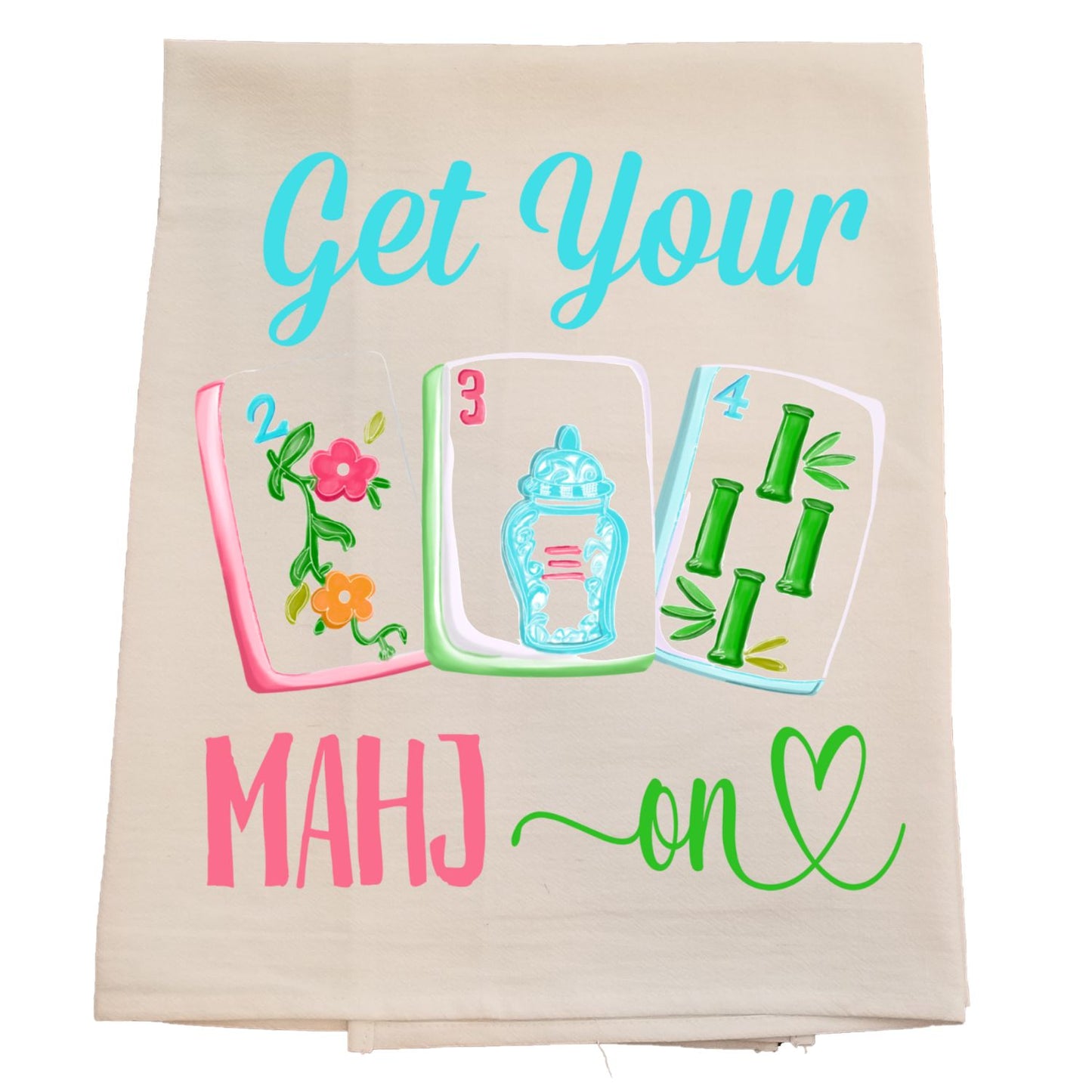 Get Your Mahj On Mahjong Tea Towel