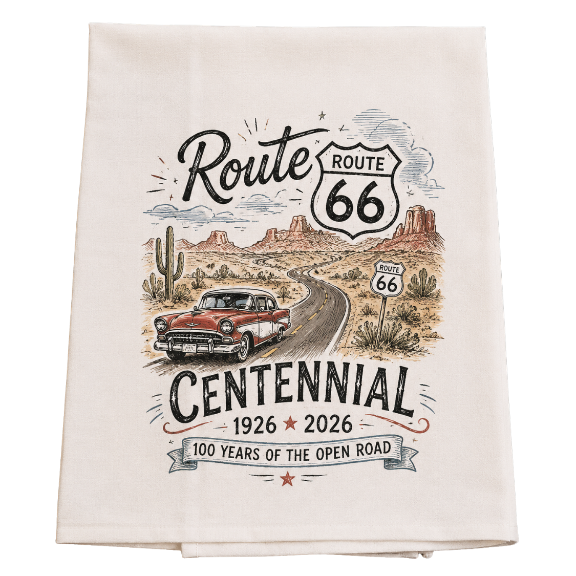Route 66 Centennial Tea Towel
