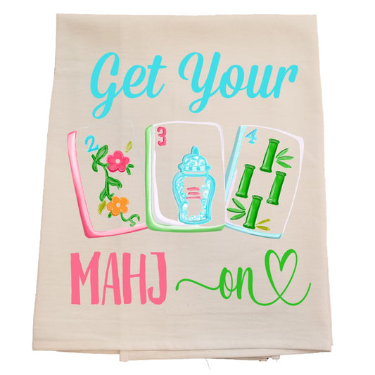 Get Your Mahj On Mahjong Tea Towel