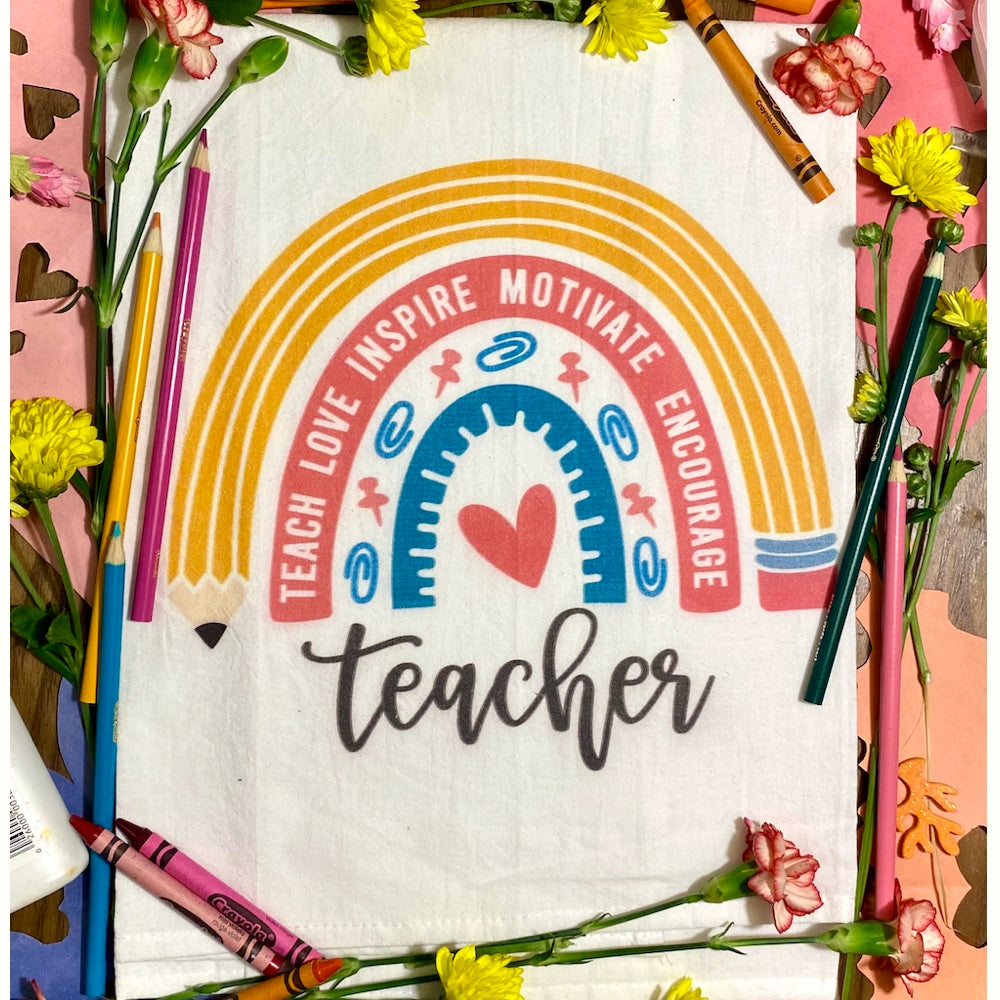 Teacher Rainbow Tea Towel