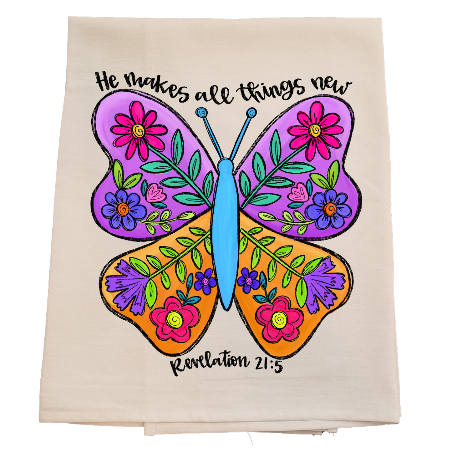 Butterfly Scripture Tea Towel