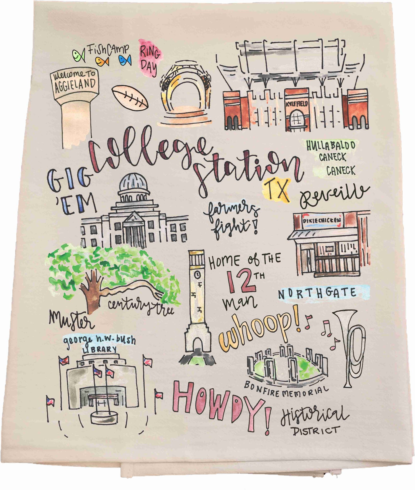 College Station Tea Towel