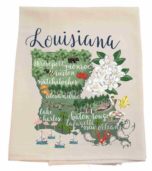 Louisiana Cities Tea Towel