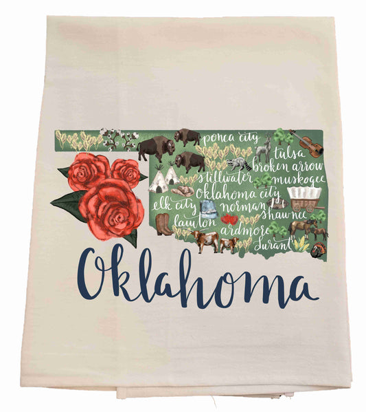 Oklahoma Cities Tea Towel