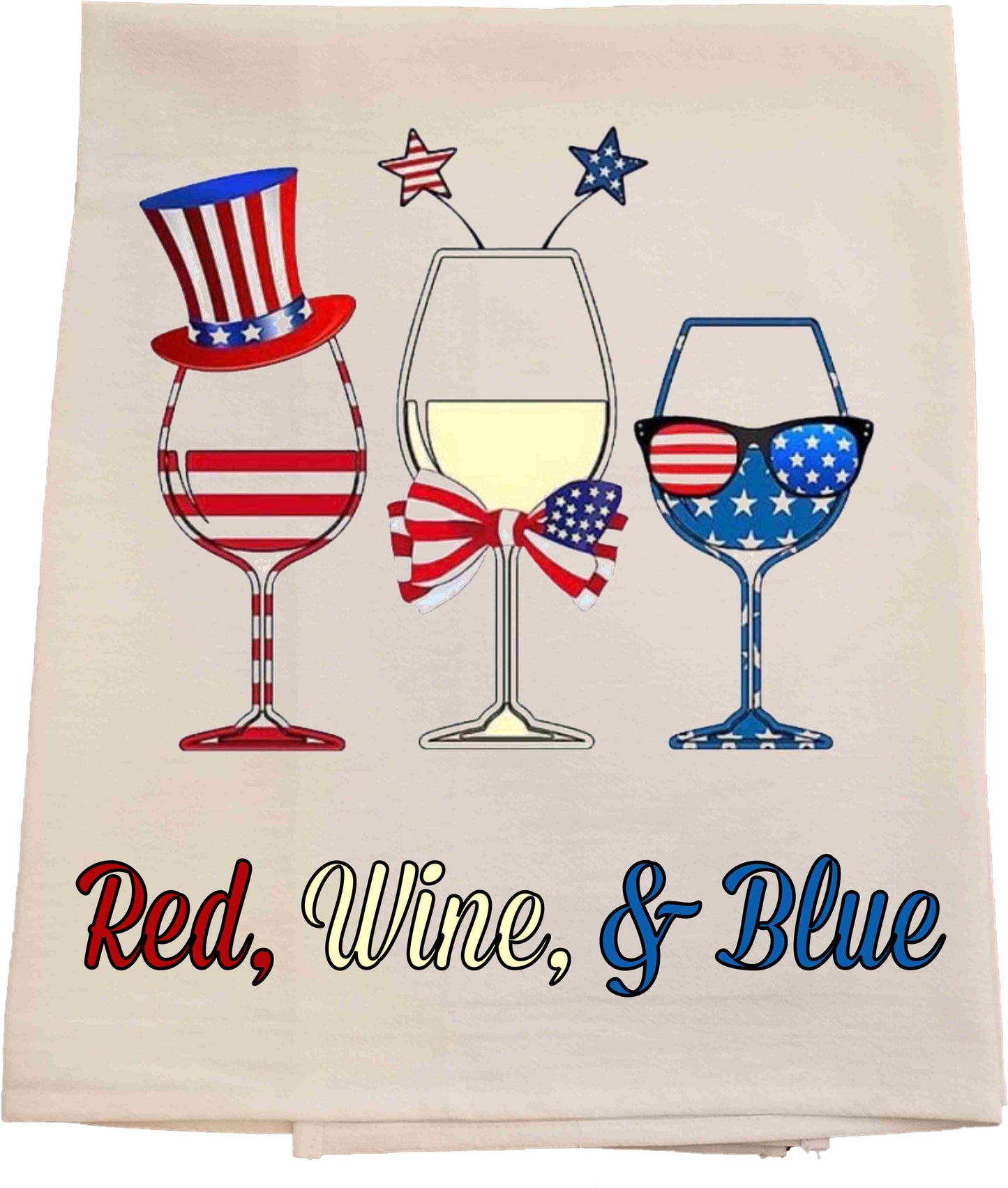 Red, Wine, & Blue Tea Towel